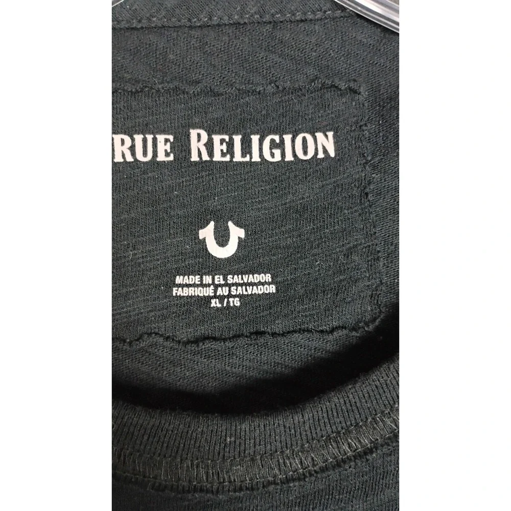 True Religion‎ Silver Logo Black Short Sleeve Men's T-Shirt XL